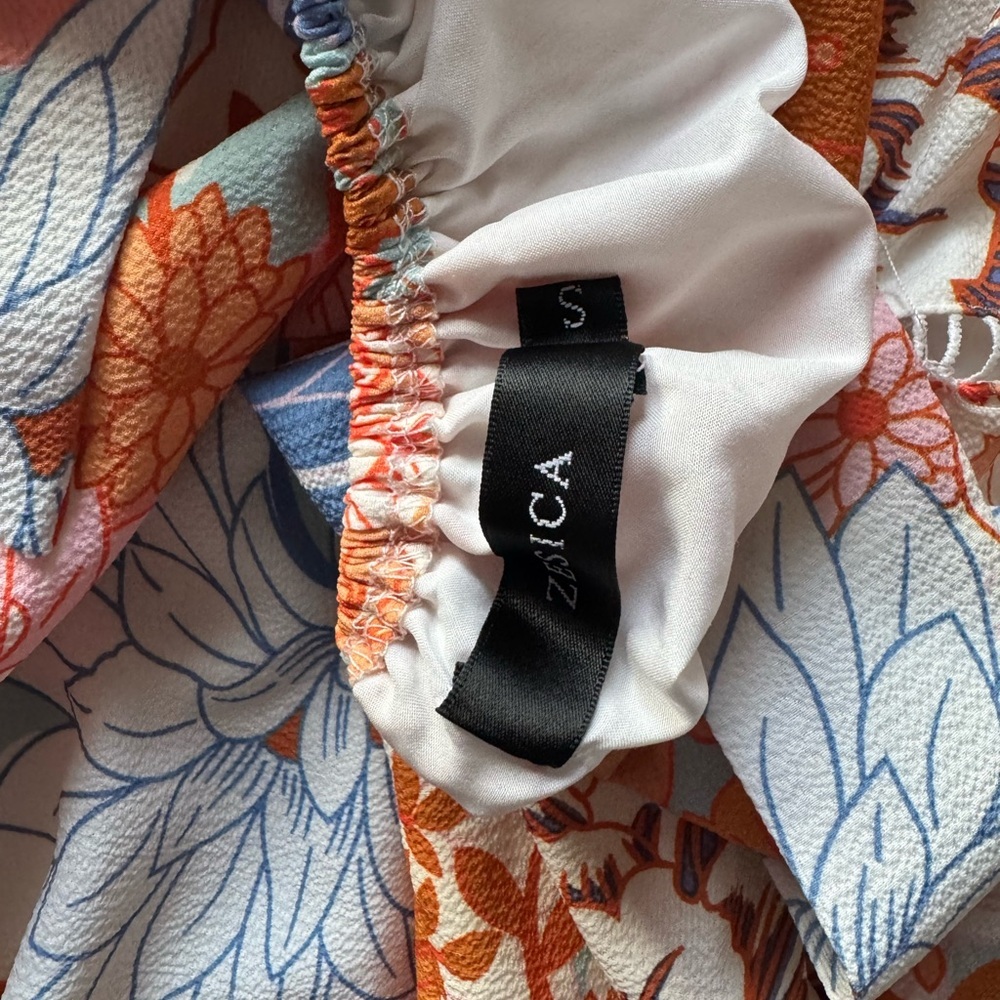 Zesica Halter Neck Maxi Summer Dress Floral Backless Orange/Blue Cruise Size S - Picture 5 of 8